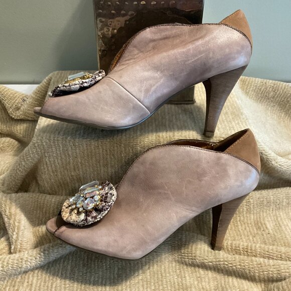 Poetic Licence Ankle Boot Heels - Size 8.5 Shoes w/Leather - Open Toe - Picture 2 of 6